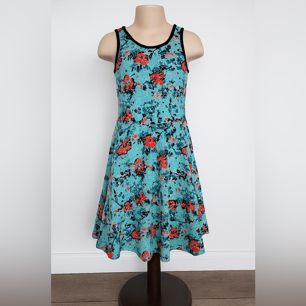 DKNY Floral A-Line Dress Girls Size XL Fully Lined EUC